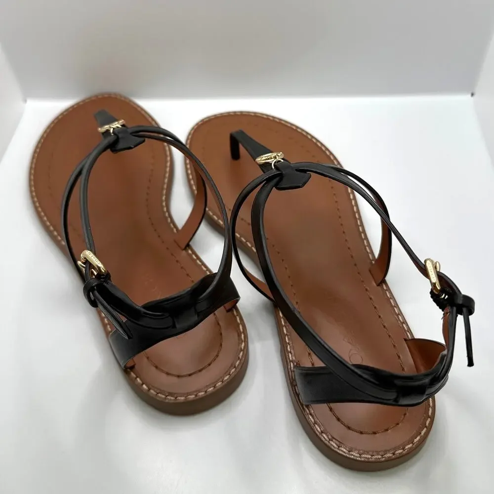 NIB COACH Shoulder Lydia Sandals Black Leather Size 6.5B - Picture 6 of 8